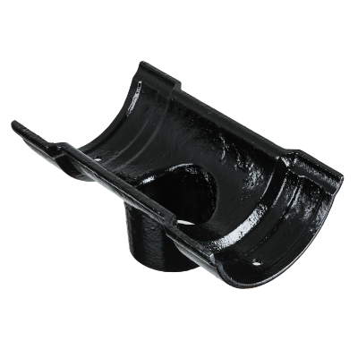 4.5" Beaded Half Round Gutter Outlet 3" - Black