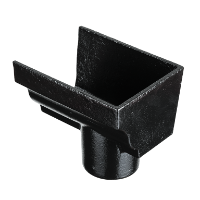 6"x4" Moulded Ogee Gutter Dropend Outlet 3" Ext - Black