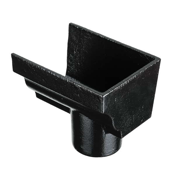 6"x4" Moulded Ogee Gutter Dropend Outlet 3" Ext - Black