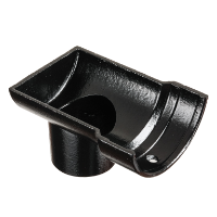 4.5" Plain Half Round Gutter Dropend Outlet 3" Ext - Black