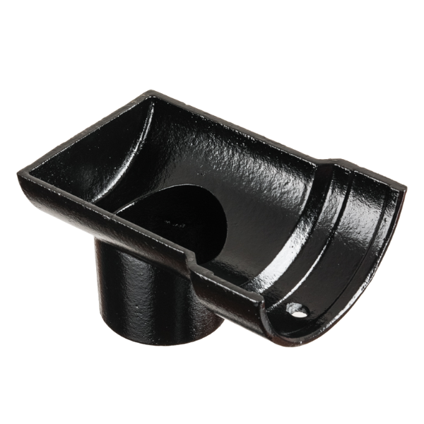 4.5" Plain Half Round Gutter Dropend Outlet 3" Ext - Black