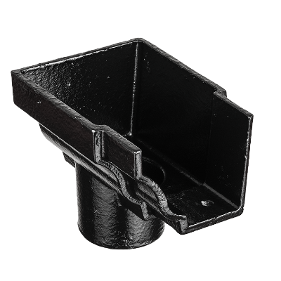 6"x4" Moulded Ogee Gutter Dropend Outlet 4" Int - Black