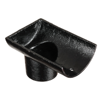 4" Plain Half Round Gutter Dropend Outlet 2.5" Int - Black