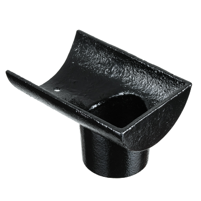 5" Plain Half Round Gutter Dropend Outlet 3" Int - Black