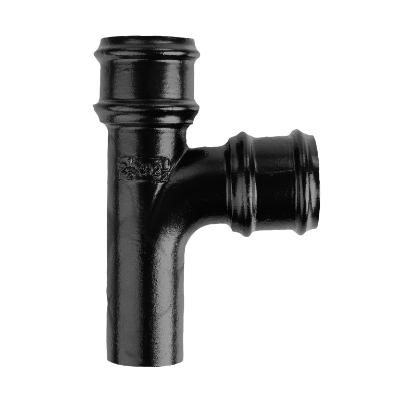 4" Round Rainwater 92.5° Branch Without Ears - Black