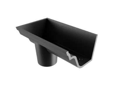 4.5" Notts Ogee Gutter Dropend Outlet 2.5" Int - Black