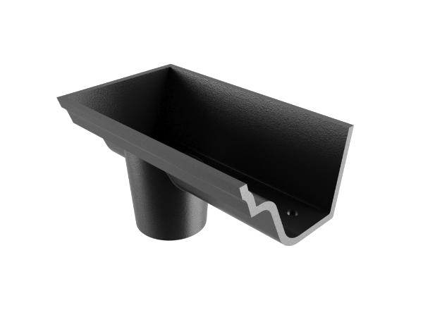 4.5" Notts Ogee Gutter Dropend Outlet 2.5" Int - Black