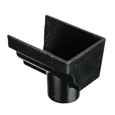 5"x4" Moulded Ogee Gutter Dropend Outlet 3" Ext - Black