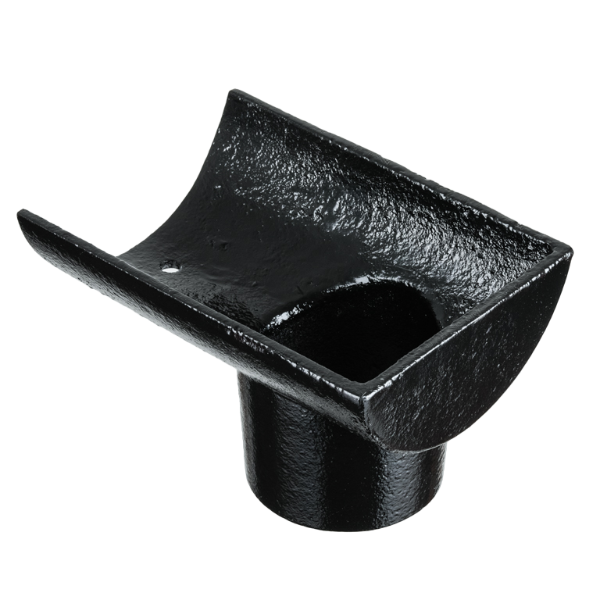 5" Plain Half Round Gutter Dropend Outlet 2.5" Int - Black